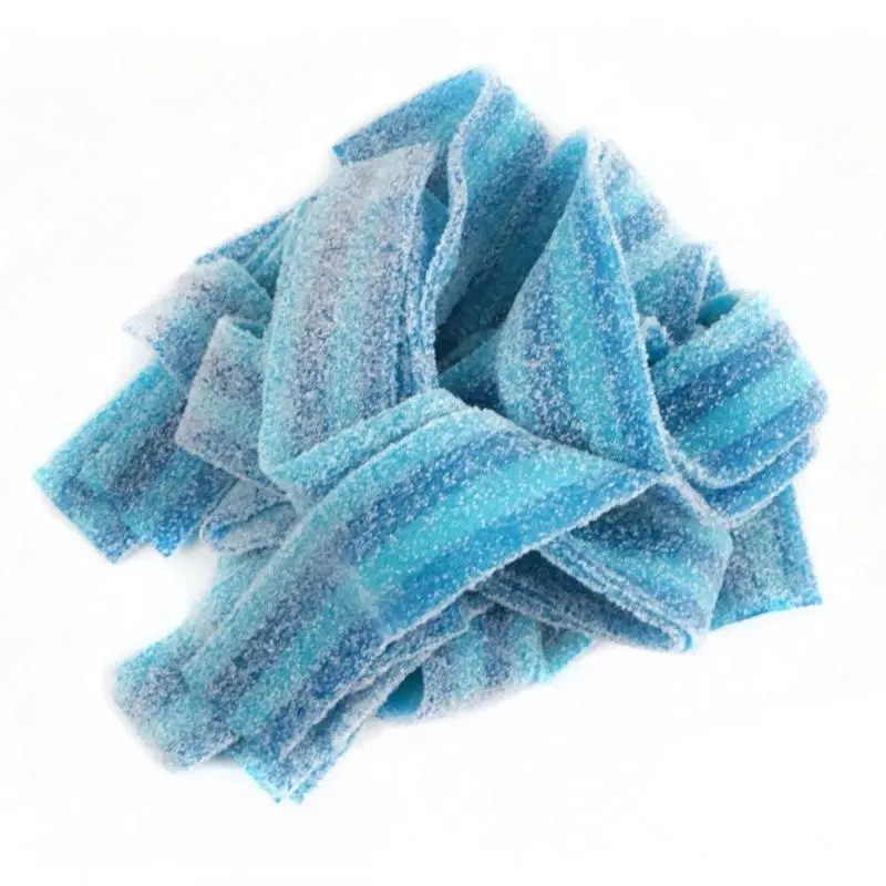 Sour Belts - Berry Blueberry Flavor Chewy Sour blue Candy Resealable Bag Tangy Sugar Coating Freshly Packaged Snack for Sour Candy Lovers
