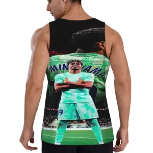 Stand Out With Yamal! Barcelona Mint Green Graphic Muscle Tank Barcelona Lamine Yamal #19 Print Muscle Shirt Summer Vest for Soccer Lovers