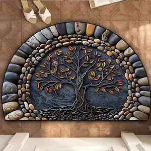 Tree Of Life Pattern Floor Mat, 1 Count Washable Non-slip Floor Carpet, Decorative Boho Area Rug for Home Living Room Bedroom Study Room