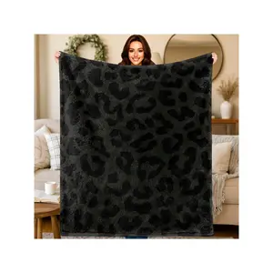 Black & Golden Luxury Leopard Print Flannel Blanket - Plush Soft All-Season Throw, Oversized Bedspread For Queen/King Size Beds, Sofa, Camping & Travel - Machine Washable Cozy Pet-Friendly Bed Cover (Multiple Sizes Available)-30*40in