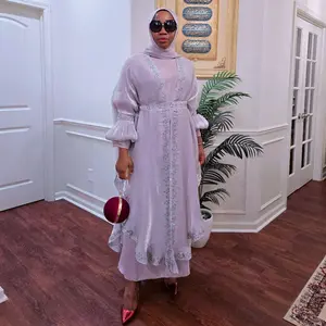 Nadia Abaya Set - Elegant Long Sleeve Dress with Embroidered Details & Matching Hijab for Stylish Outfits