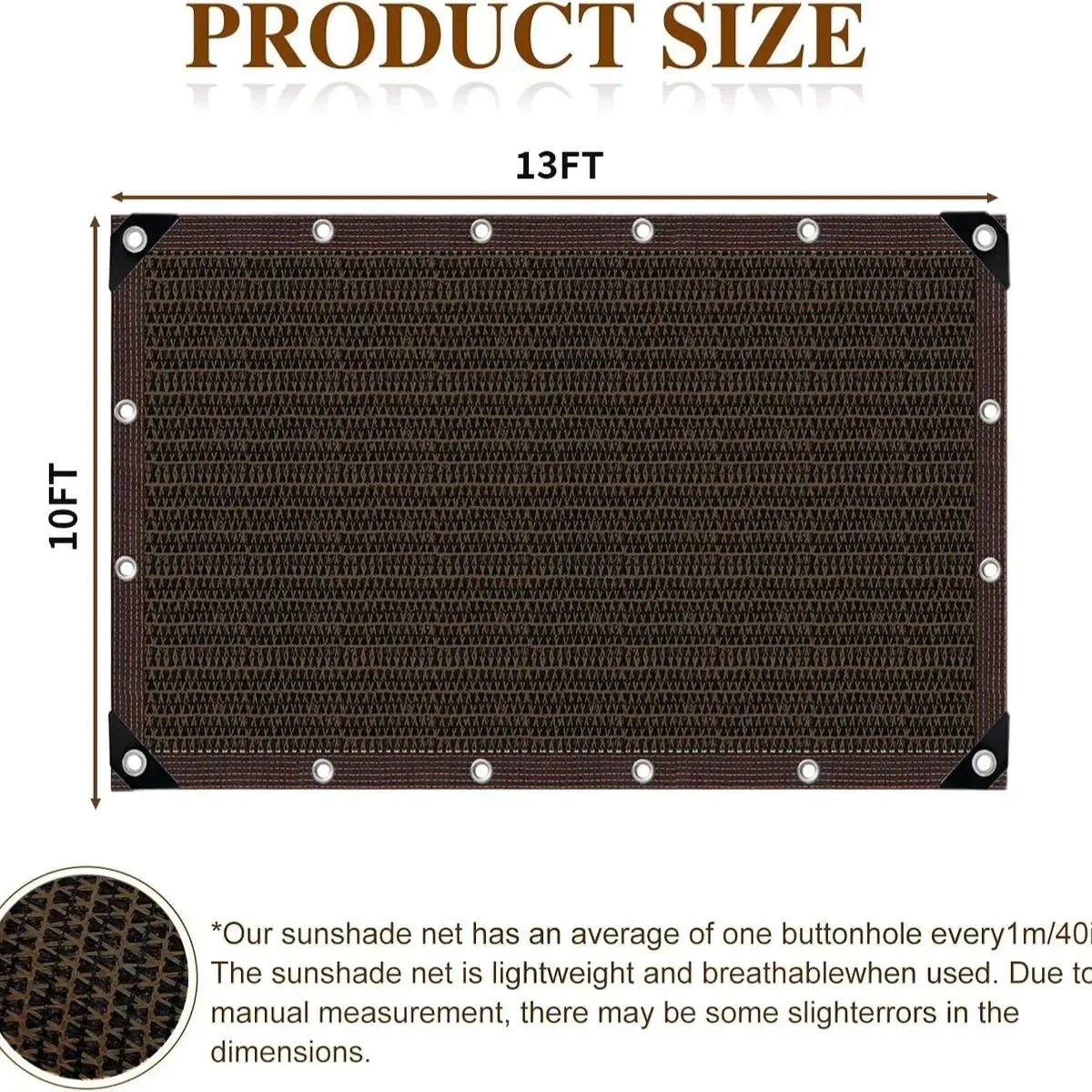 90% Blackout Cloth - 10 x 13ft UV-Resistant Shade Net with Reinforced Rivets, Suitable for Outdoor Adventures / Camping / Garden / Patio / Greenhouse/Outdoor Gardens, Patios, Sheds, Plant Covers, Greenhouses, and Chicken Coops.Mesh Shade Cloth