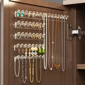 Acrylic Wall-Mounted Jewelry Organizer, Jewelry Holder, Multi-Functional Storage Rack with Hook Design, Space-Saving Hanging Sorter, Durable for Small Homes