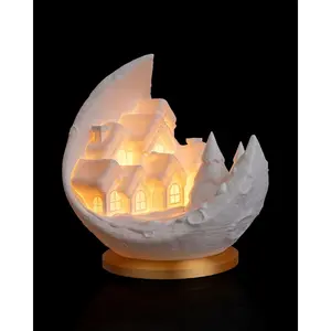 Moonlit Christmas Village – Handmade LED Candle Lunar Decor
