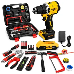 ELECMAPS Portable Multifunctional Tool Kit, Includes A Hand Tool Set, Brushless Power Drill, 24 Piece Bit Socket Set,  Comes With A Plastic Storage Case;Suitable For Workshop Repairs, And DIY Projects