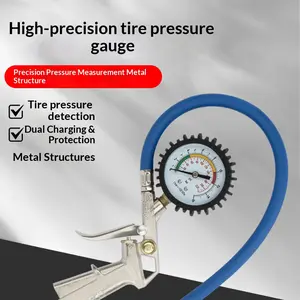 American-style Connector Blue Tire Pressure Monitoring System | No Battery or Solar Powered, Lightweight Sensor, Easy Read Display, Universal Fit for All Vehicles, Connects to Air Pump for Inflation and Deflation