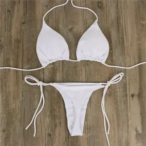Women's 2-Piece High-Leg Thong Brazilian-Themed Laces Bikini Swimsuit Outfit - Sports Micro Swimwear, Bikini Beach Wear, Fashion Beachwear Swimwear