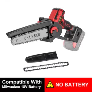【DealsForYouDays】Mini Chainsaw for Milwaukee 18V Battery, Auto-Oiler, 8-Inch Brushless Cordless Pruning Chainsaw, 4000RPM for Wood Cutting, Tree Trimming (Battery Not Included) (Red),father'sdaygifts,summerWins