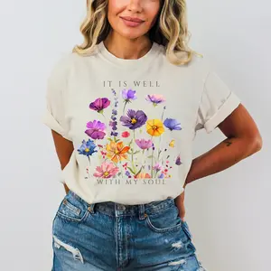 It Is Well with My Soul Shirt Comfort Colors, Christian Faith Women's Tee, Inspirational T-shirt christian tshirt Fit Top Womenswear