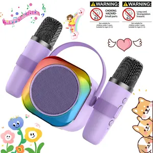 Family Party Karaoke Set With Microphone, Portable Bluetooth Speaker With Colorful LED Lights, For Indoor And Outdoor Activities, Musical Gift For Boys Girls Aged 3-12 On Halloween Christmas Birthday