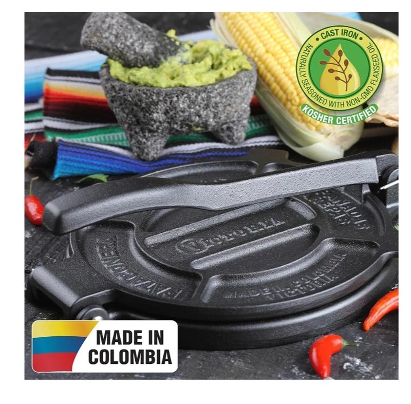 Cast Iron Tortilla Press, Tortilla and Roti Maker, Made in Colombia, 8 Inches