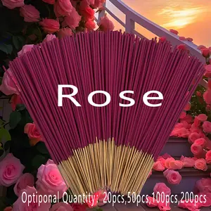 Rose Scented Incense Sticks, 22cm Long-Lasting Fragrance, 45min Burn Time, Rose Bamboo Stick, Ideal for Home Decor, Relaxing Aroma