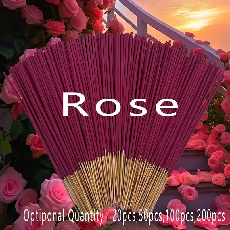 Rose Scented Sticks, 22cm Long-Lasting Fragrance, 45min Burn Time, Rose Bamboo Stick, Home Fragrances, Ideal for Home Decor, Relaxing Aroma