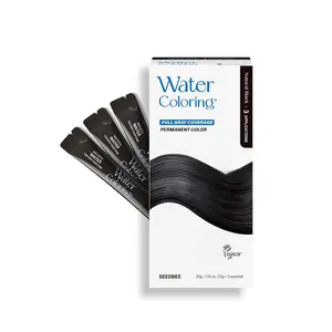 SEEDBEE Korean Permanent Hair Dye Powder Kit Natural Black Gray Coverage Plant-Based Formula Easy Application for Roots Short & Long Hair Vegan Just Mix with Water 3 Powder Packets 30g