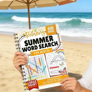 Relaxing Summer Word Search Game, A4 Large Print Puzzle Book, Stress Relief and Beach Relaxation, Entertainment and Leisure, Vocabulary Book