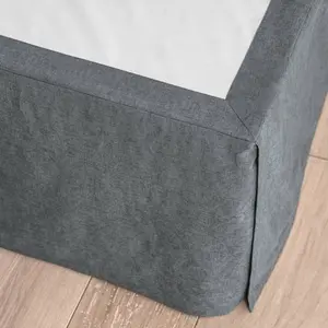 Full/Queen Linen Blend Bedskirt Dark Gray - Casaluna