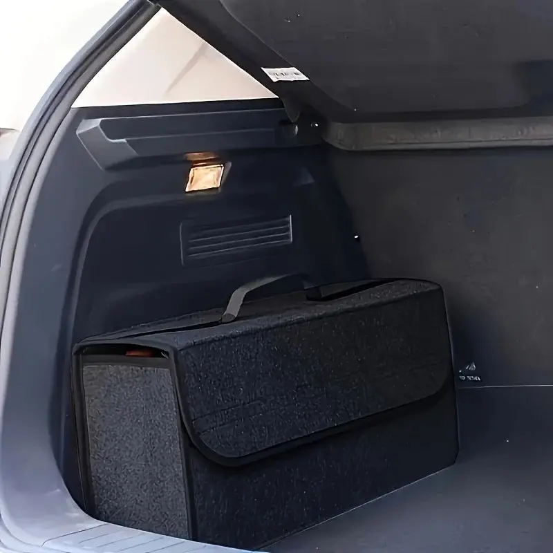 Car Trunk Storage Box 1-Pack: Foldable bag with compartments & handle, for SUVs/sedans/trucks, durable fabric