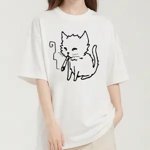 Cat Smoking Y2K T-Shirt, Unisex Vintage Graphic Tees Gothic Grunge Y2K Emo Style Clothes Men Women Streetwear T-Shirt For Men And Women