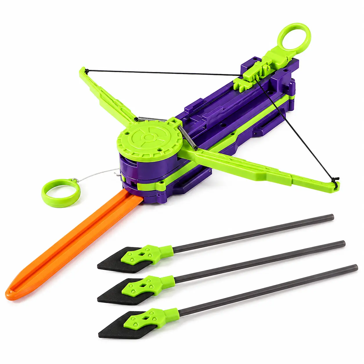 Foldable Wrist Launcher Cosplay Toy Set, Purple and Green Arm-Mounted Prop with 3 Toy Darts, Retractable Blade and Adjustable Straps
