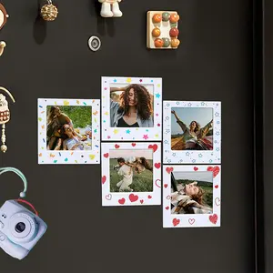 Set of 4 Magnetic Photo Frames, Fridge Magnet Photo Album Frames, Mini Frames, Compact Family Memory Photo Display Frames, Photo Card Displays for Home Rooms, Living Rooms and Office Décor Christmas
