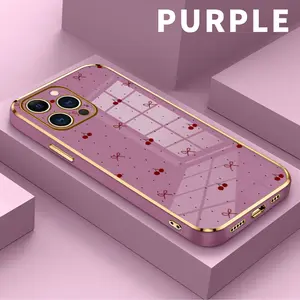 Phone case for iPhone 16 Pro Max 15 Plus 14 13 12 11 XR XS Bow and Cherry Full Body Protection Shockproof Soft Silicone Cover