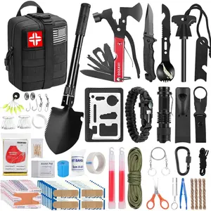 Gift for men, 142 Pcs Survival Kit and First Aid Kit, Emergency Kits Survival Gear and Equipment with Molle Pouch, for men, women Camping Adventures