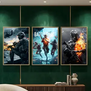 Battlefield Painting Calligraphy HD Heavy-Duty Waterproof Wrinkle-Resistant Canvas Print – Tool-Free Durable Hides Wall Flaws & Boosts Style for Living Rooms Bathrooms