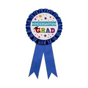 4" x 7 1/4" Kindergarten Grad Award Metal Button Ribbons - 12 Pc.