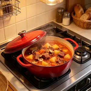 6QT Enameled Cast Iron Dutch Oven with Lid, Non-Stick Enamel Coated Pot for Braising, Baking & Frying, Oven & All Stovetops Compatible