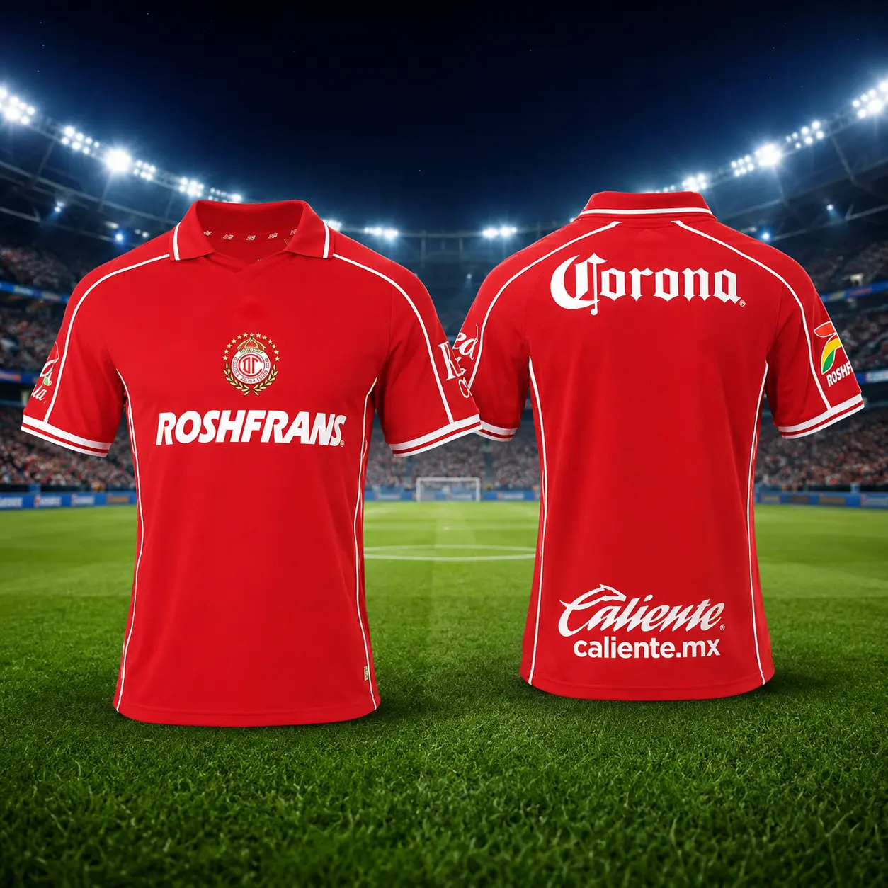 Toluca FC 2026-27 home and away jerseys with full logo for both men and women, football jerseys for fans.