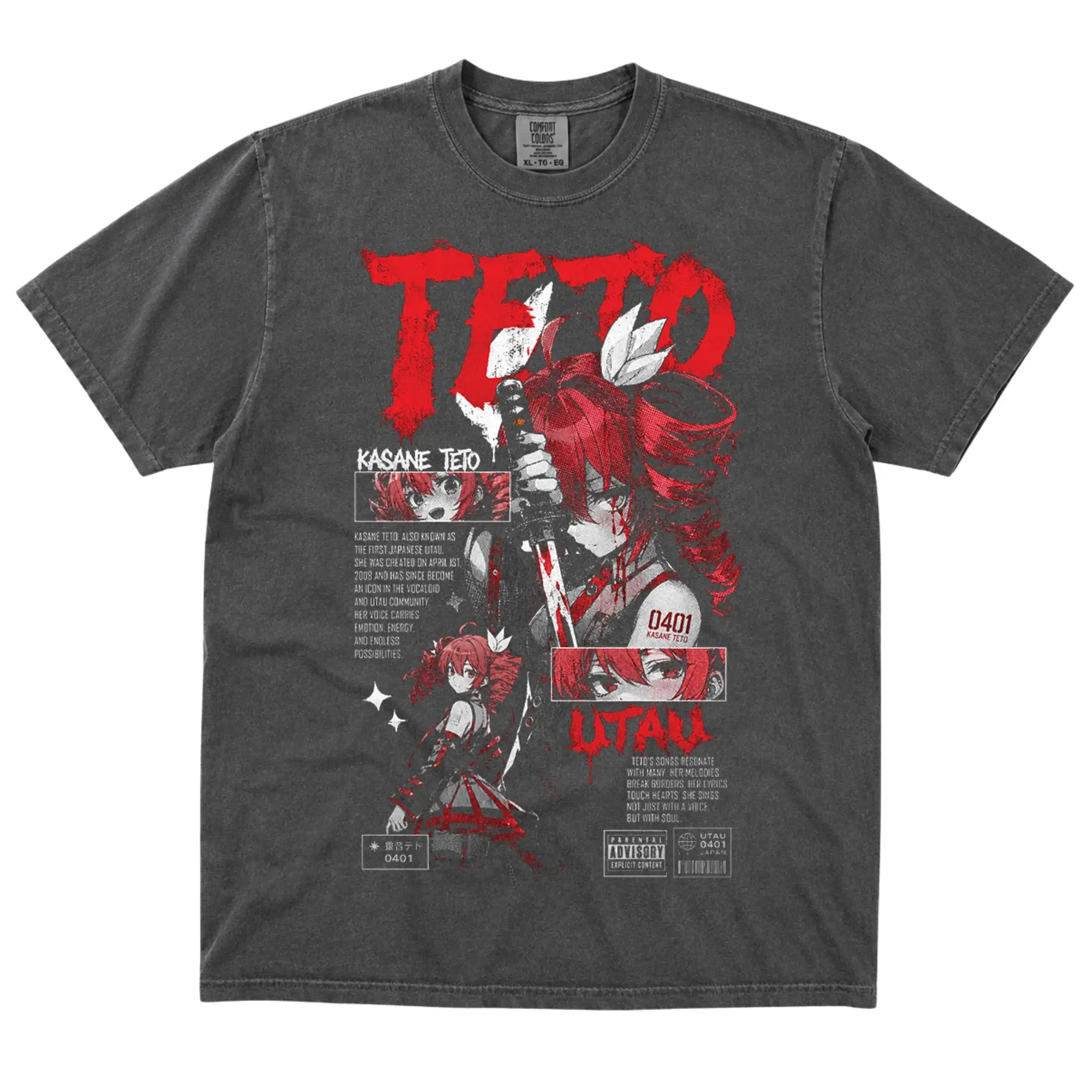 Vintage Kasane Teto T-Shirt, Anime Graphic Tee, Red Manga Style Shirt, Vocal Fan Gift Tee, Trendy shirt