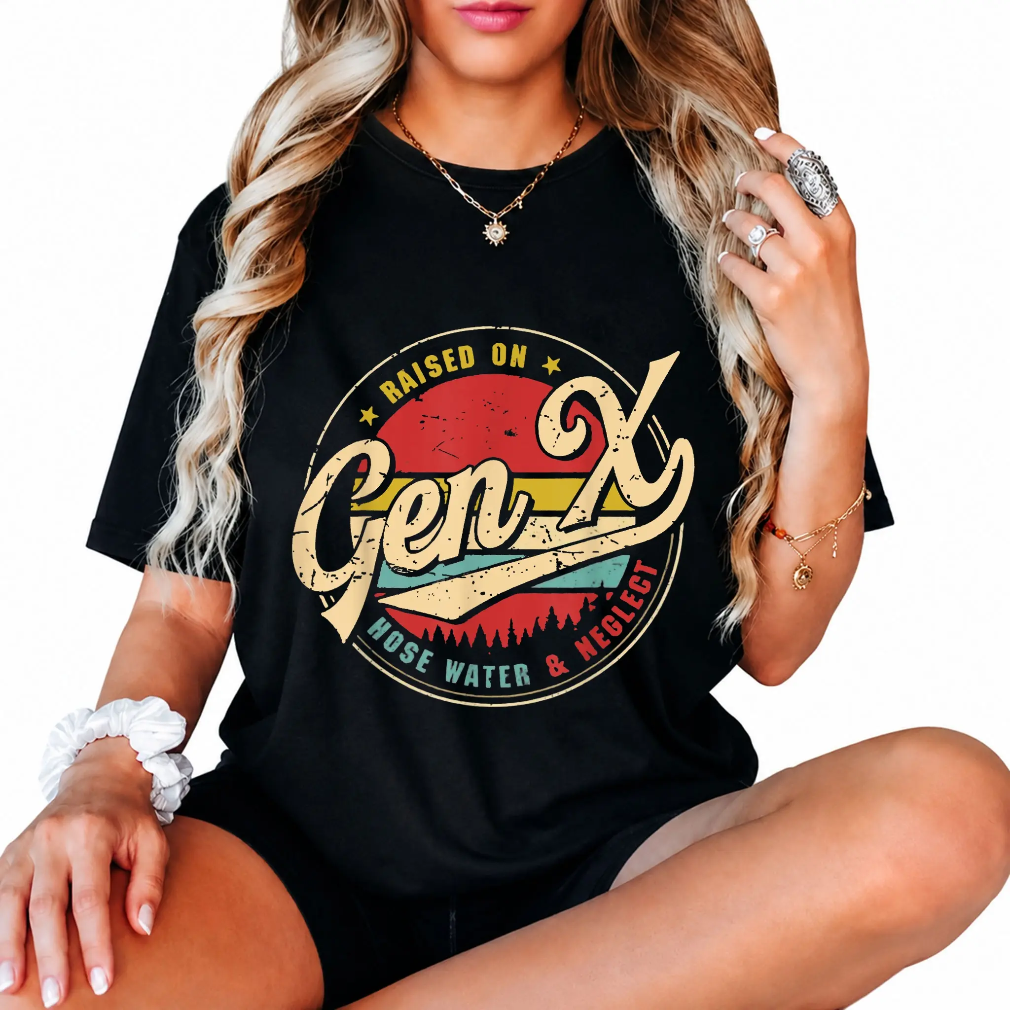 100% Cotton Unisex Vintage Gen X Raised On Hose Water And Neglect T-Shirt