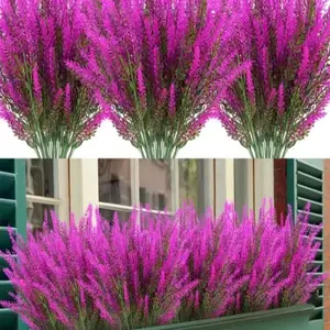 Outdoor Artificial Flowers, [10 Pcs] UV Resistant Fake Plants Bushes, Artificial Faux Plants, Artificial Shrubs for Outdoor Hanging Planters Home Garden Decoration