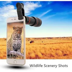 HD 8X Zoom Optical Telescope Camera Lens, Clip-On for Universal Mobile Phones