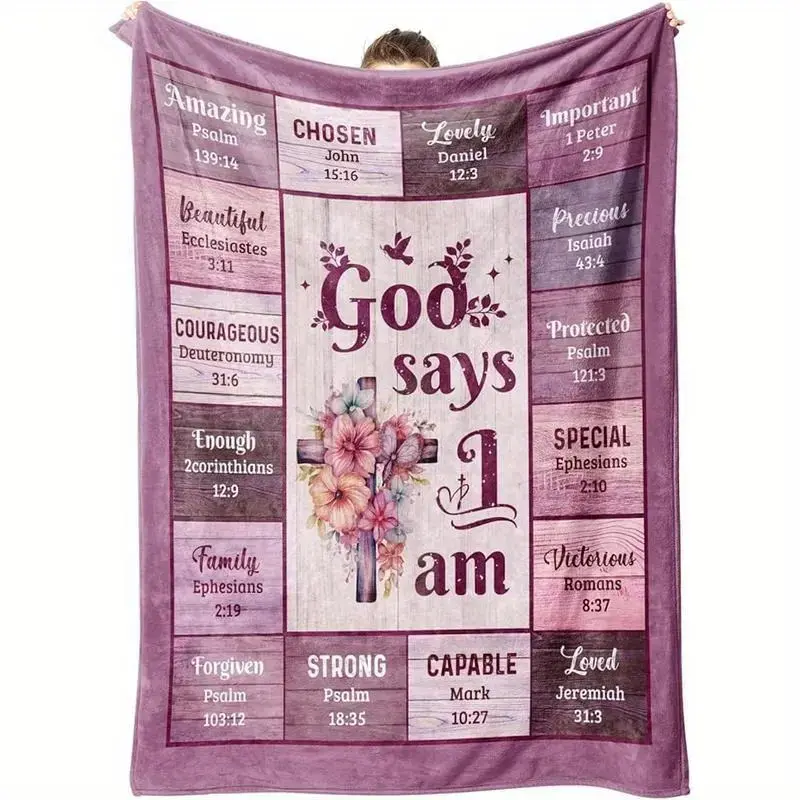Christian Gift for Women-Soft Blanket with Bible Verses-Inspirational Gift for Ladies, Religious Gift for Women, Spiritual Gift Soft Funny Throw Blanket Cozy Lightweight Plush Portable Cover Blanket For Sofa,Warm Gift For Birthday