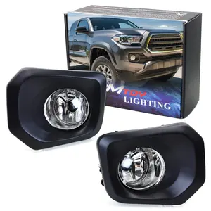 iJDMTOY Clear Lens Fog Lights Foglamp Kit with Halogen Bulbs, Bezel Covers, On/Off Switch & Wiring Relay For 2016-23 Toyota Tacoma