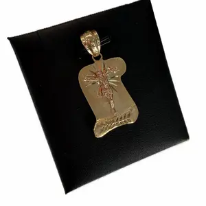 14K Gold Pergamino with Cross Pendant for Men and Women