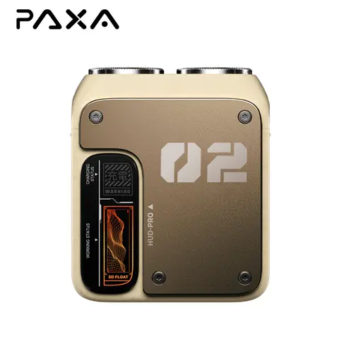 PAXA Mini Electric Facial Shaver - Magnetic Metal Blades, Curved Blade Mesh, Waterproof, Skin-Friendly, Washable, Rechargeable Battery, High-Speed Motor, Compact Portable, Matte Smooth Titanium, Desert Yellow, Floating Head, Ideal for Office & Commuting