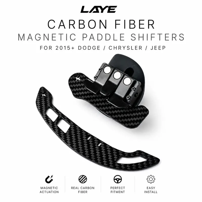 Laye Carbon Fiber Magnetic Paddle Shifters for 2015+ Dodge Chrysler Jeep Real Carbon Fiber Perfect Fitment Easy Install