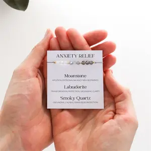 Handmade Crystal Bracelet for Anxiety Relief and Stress Reduction | Calming Bracelet with 4mm Crystal Beads, Silk Cord, and Healing Crystals, Perfect Gift for Her