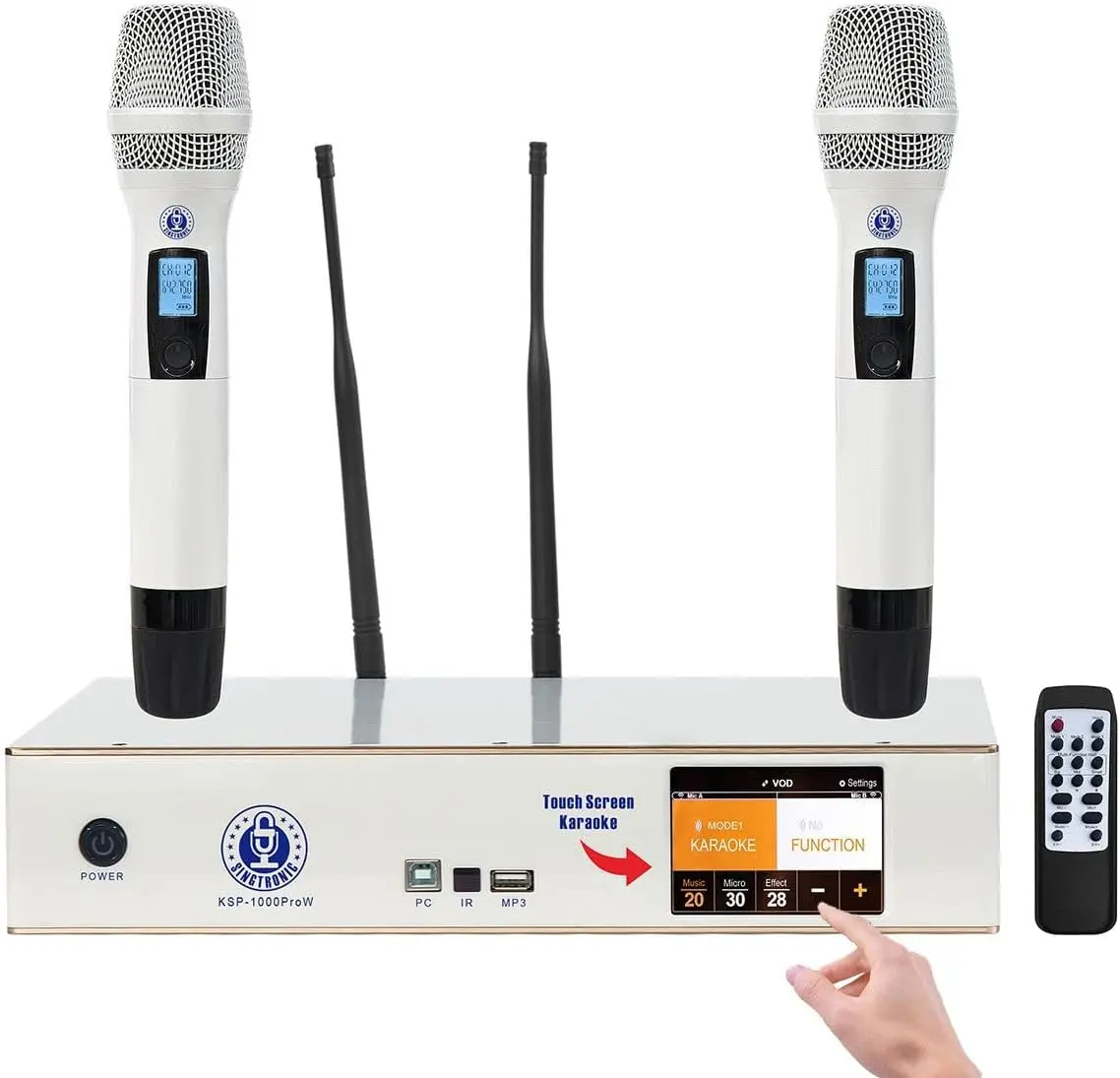 HGR KSP-1000ProW Professional 2000W Digital Karaoke Sound Processor + 2 Anti-Feedback Wireless Microphones