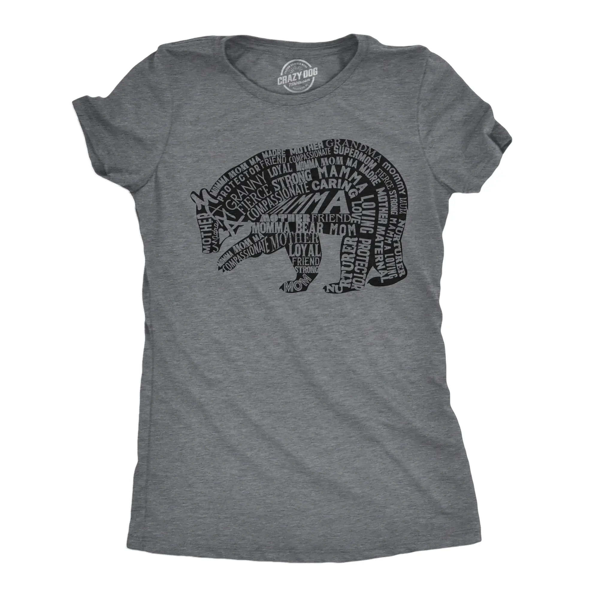 Womens Funny T Shirts Mama Bear Text Cute Mothers Day Graphic Novelty Tee for Ladies Funny Womens T Shirts Cute Vintage Fashion Casual Ladies T-Shirt Gift Mother's Day Tops for Women Funny Animal Top Women's Dark Grey
