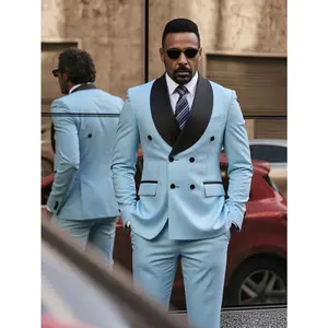 Men's Double Breasted Suit 2 Piece Set Jacquard Floral Print - Shawl Lapel Wedding Tuxedo Groom Blazer & Pants Classic Elegant suits
