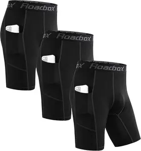 Roadbox Compression Shorts for Men, Athletic Running Spandex Compression Underwear Shorts with Perfect Pocket