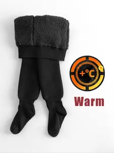 Girls' Thick Winter Warm Fleece Lined Leggings, Comfortable Solid Color Tight Fit Pants for Outdoor Wear, Outdoor Friendly, Casual Fashion, Fleece Lining
