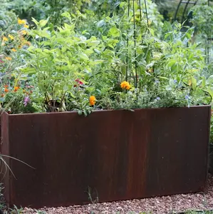 Corten Steel Raised Bed with Bottom for Patios & Balconies Durable Modern Design with Enclosed Bottom for Healthy Plant Roots Easy Assembly & Versatile for Urban Gardens