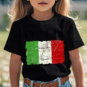 Italian Vintage Flag - Italy Retro Banner Ensign Funny Awesome Graphic Kid T-Shirt Fashion Kid T Shirts Trendy Cool Tops Tees for Kid