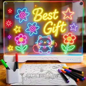 Rechargeable LED Drawing Board 10 Colors & 4 Models Light up LED Note Message Doodle Glow Tablet 16-inch Dry Erase Board for Kids Boys Girls Teens