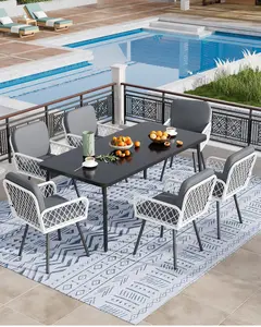 GAOMON 7 Piece Patio Dining Set, Outdoor All-Weather Wicker Furniture with Table, Patio Conversation Sets with Cushions for Balcony, Garden, Sunroom, Porch