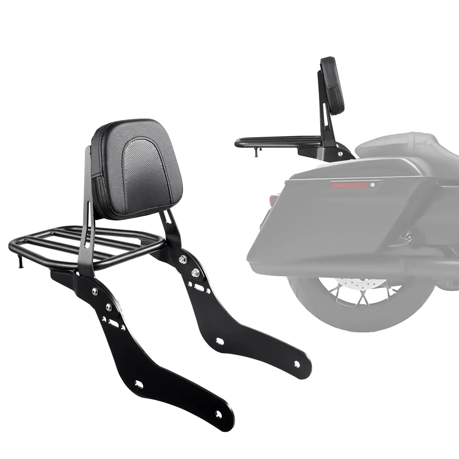 【DealsForYouDays】Motorcycle Backrest Sissy Bar with Luggage Rack, Compatible with Honda Rebel CMX 1100 2021-2022, 18-Inch Height, Removable Passenger Backrest, Durable Metal Frame with Leather Pad, Black